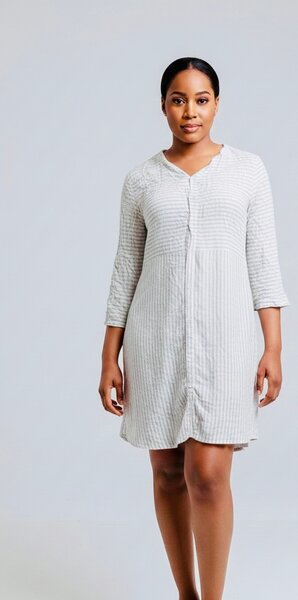 Robe droite en lin gris