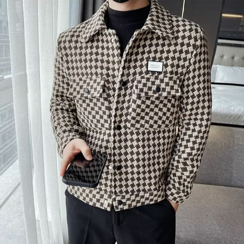 Veste en laine à carreaux homme