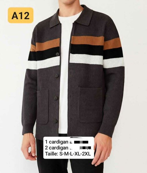 Cardigan rayé homme