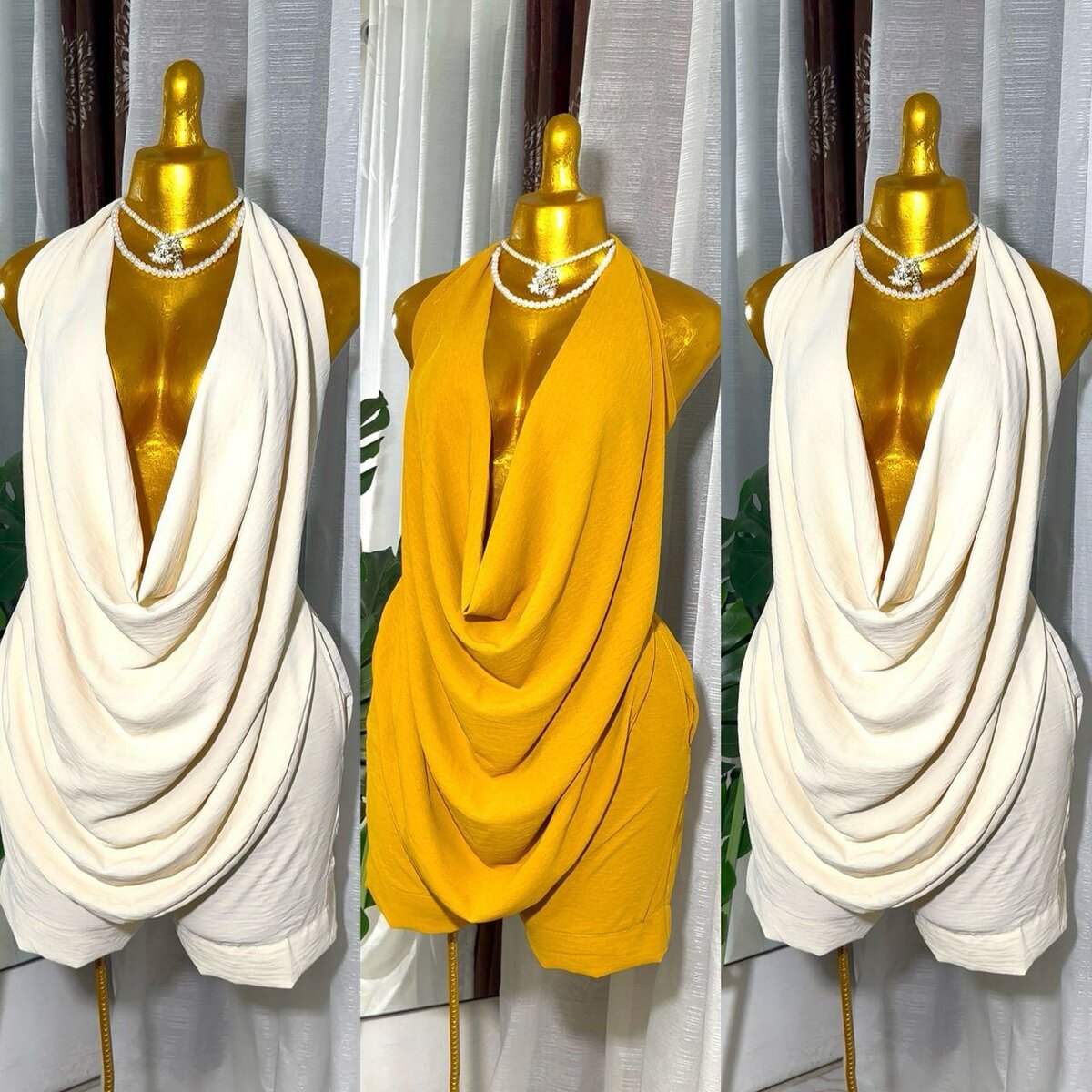 Robe élégante à col drapé