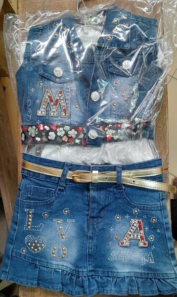 Ensemble en jean fille strass