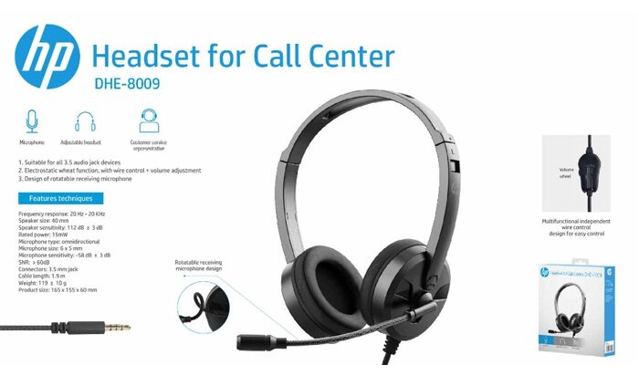 DHE-8009 Casque stéréo 3,5 mm avec Mic