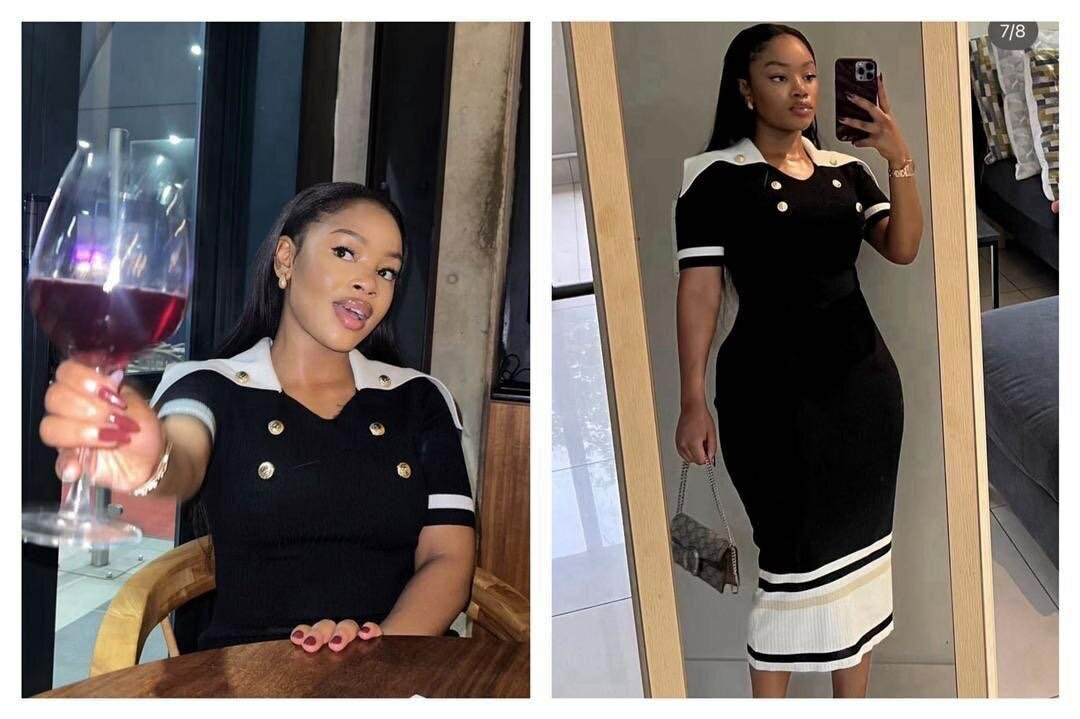 Robe noire élégante boutons