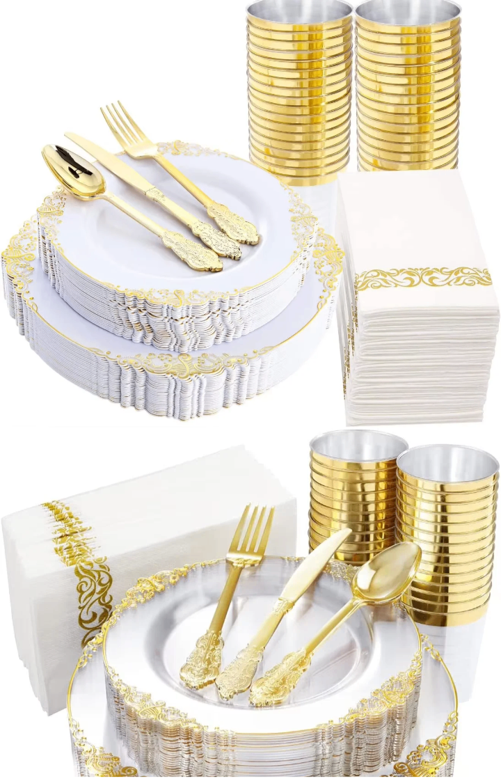 Décor de table élégant en or