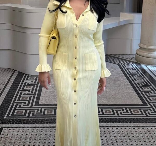 Robe Pull Jaune Élégante