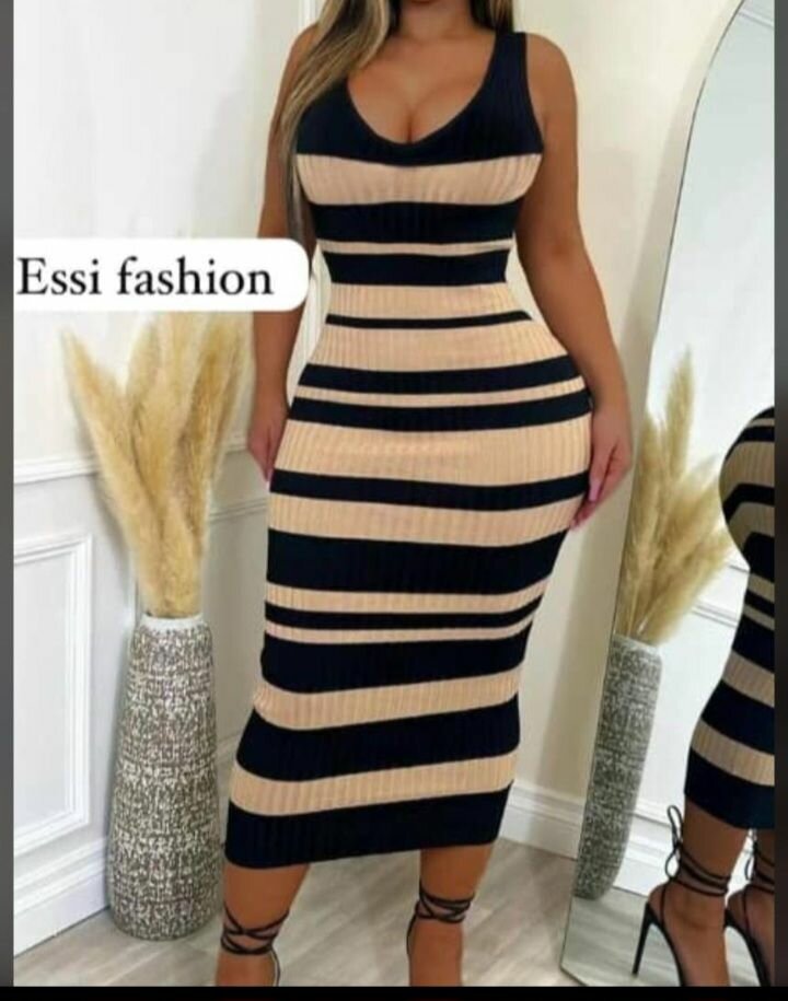 Robe Longue Rayée Élegante