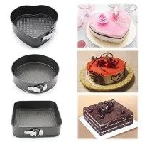 1 piece Cake Baking Spring Form Cake Pan 22,24 and 26cm, Round Square Heart Shaped Molds Non Stick Oven Baking Trays Cake Mold Bakeware Baking Tools