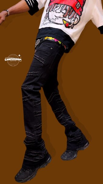 Jeans noirs déchirés Homme