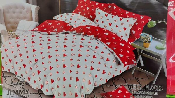 Parure de lit imprimé cœur
