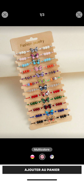 Bracelets papillon multicolores