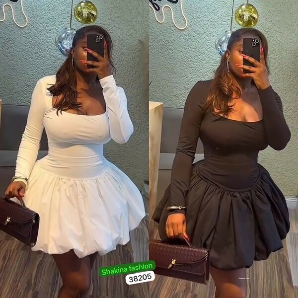 Robe Évasée Manches Longues Chic