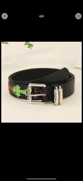 Ceinture en cuir à motifs croix