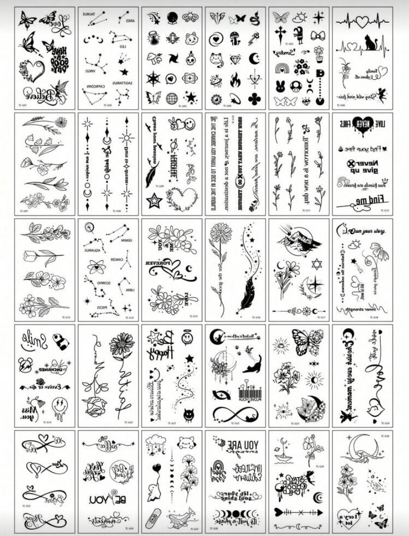 Tatouages temporaires papillons et fleurs