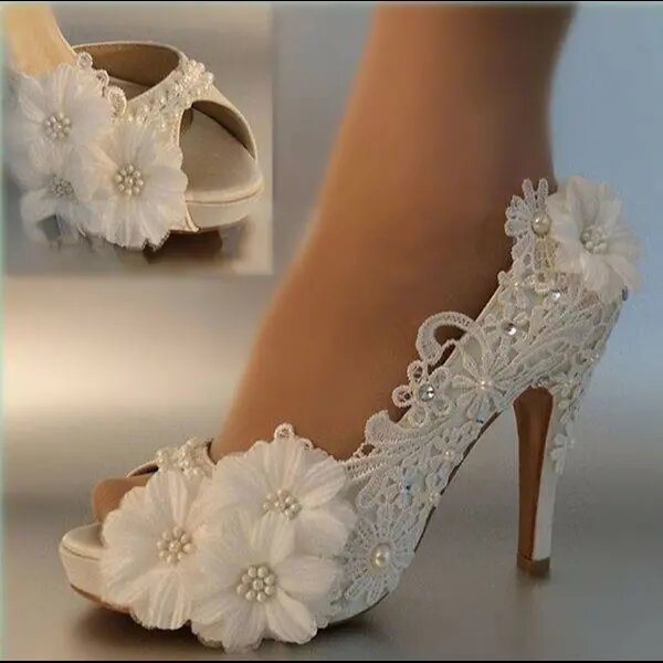 Sandales Mariage Dentelle Fleurie