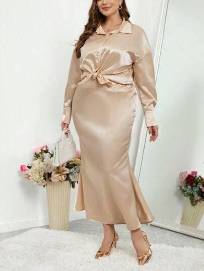 Women's suit,skirt + blouse,silk,sizes S-2xl 