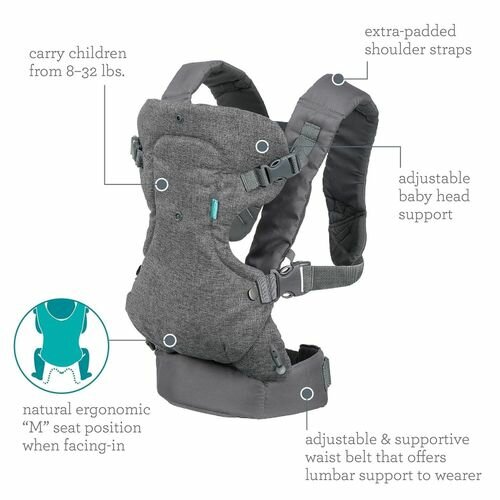 Infantino Flip Advanced 4-in-1 Carrier - 8-32 lbs - Gray