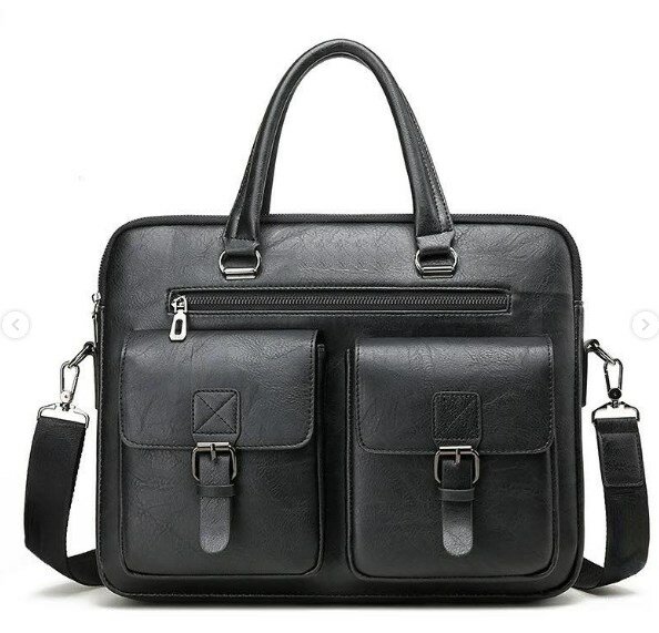 Shoulder bag, leather, black