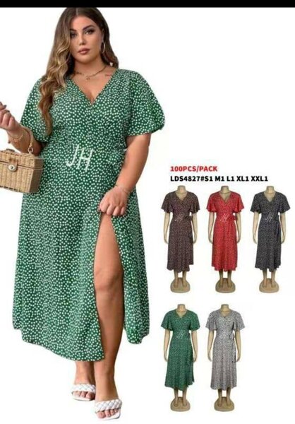 Wrap dress, green en black