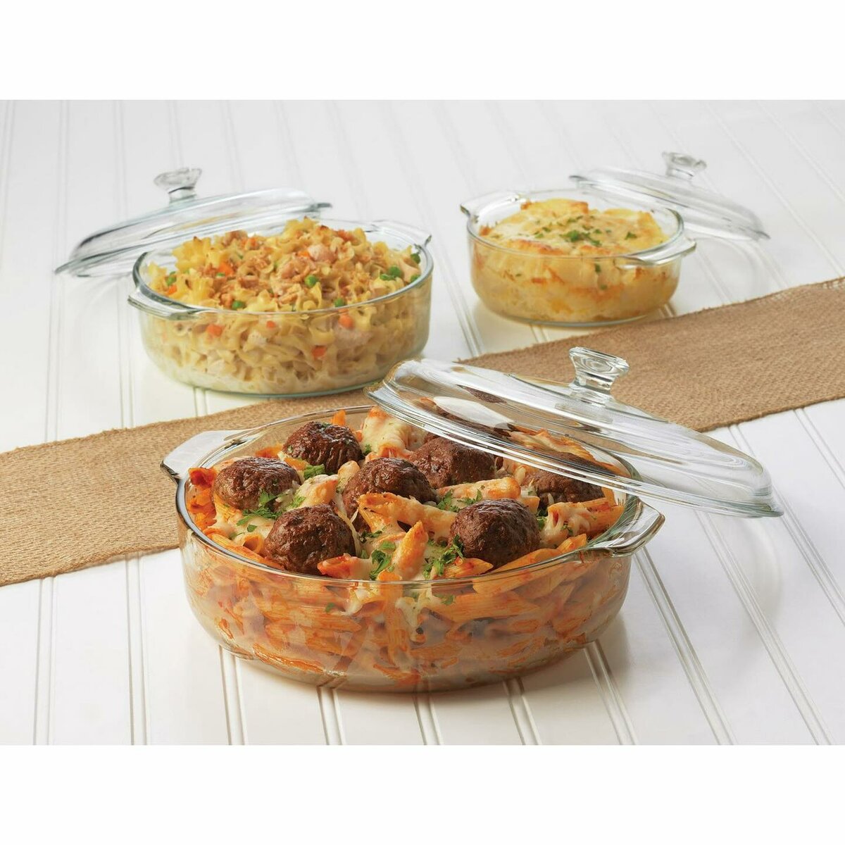 Libbey Baker's Basics 3-Piece Glass Casserole Baking Dish Set with Glass Covers