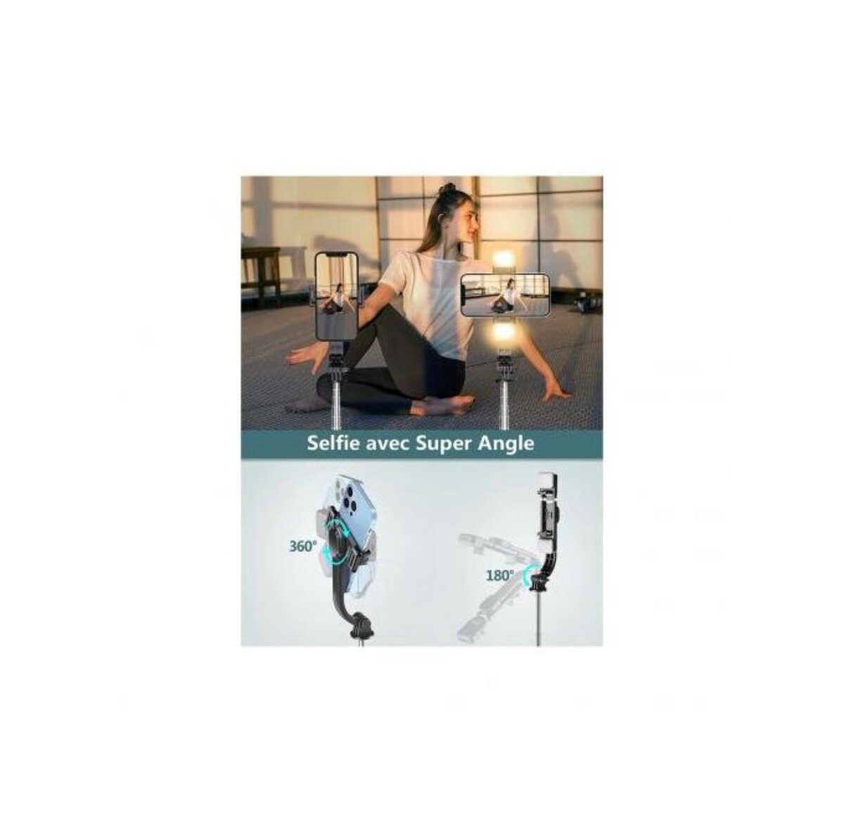 Perche à Selfie Avec Trépied Amélioré - 2 Lumière DAppoint