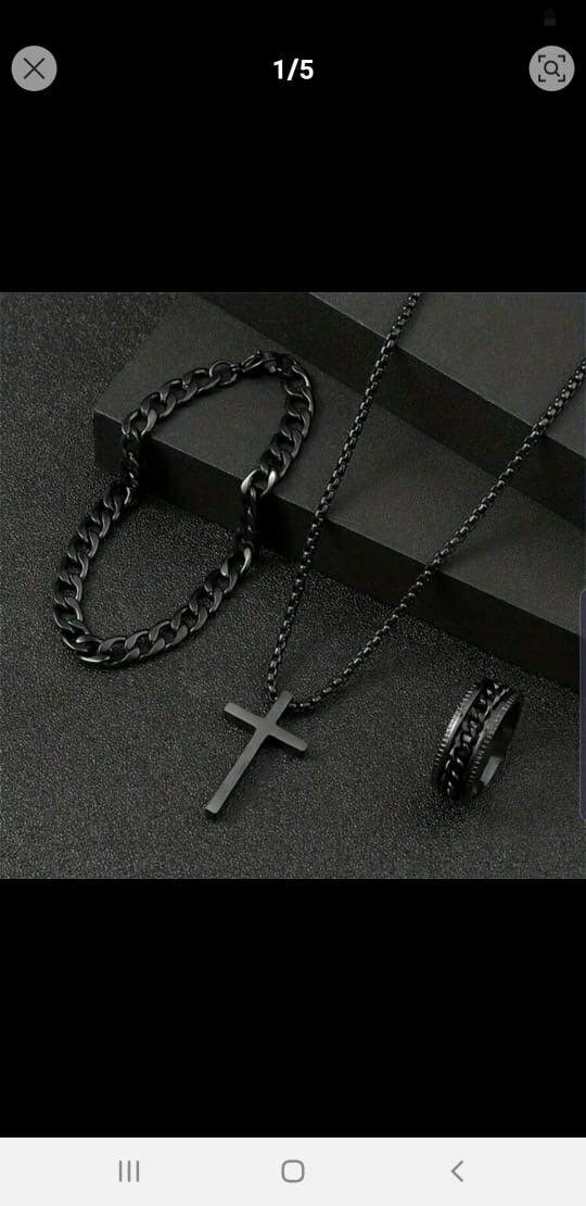 Collier et bracelet en acier inoxydable pour hommes