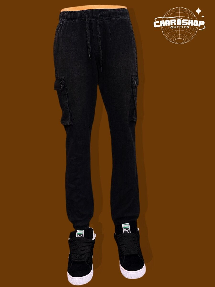 Pantalon cargo noir pour hommes