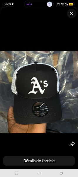 Casquette Trucker A's Noire et Blanche