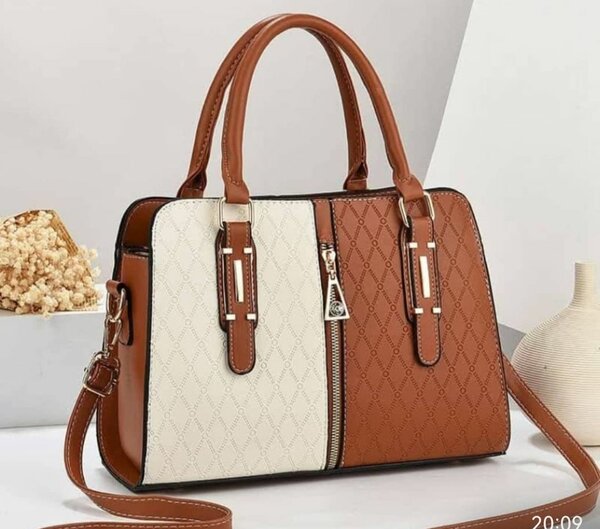 Sac à main femme luxe marron et blanc