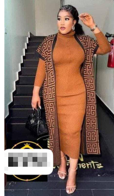 Robe en cachemire avec cape orange