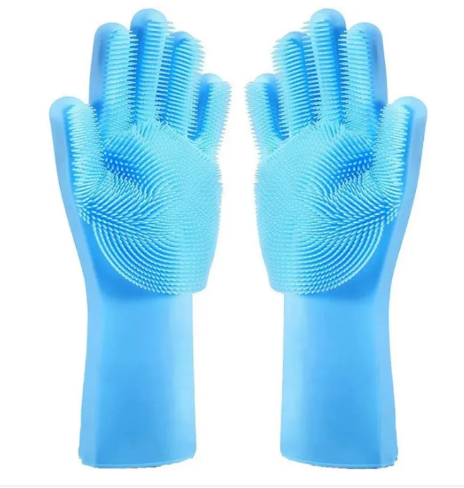 Silicone Magic Gloves Pair with Scrubber for Kitchen, Bathroom, Car, Pet and Multipurpose Cleaning and Washing ,Car washing, scrub gloves for wash dish, silicon hand gloves | Multipurpose Cleaning and Washing 1 Left and 1 Right Hand Silicone Scrub Glove