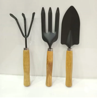 Pack of 3 - Essential Garden Tool - Wood Handles portable gardening tools wooden handle metal shovel plant bonsai tool shovel set gardening supplies gardener bonsai tools Kids By AWC