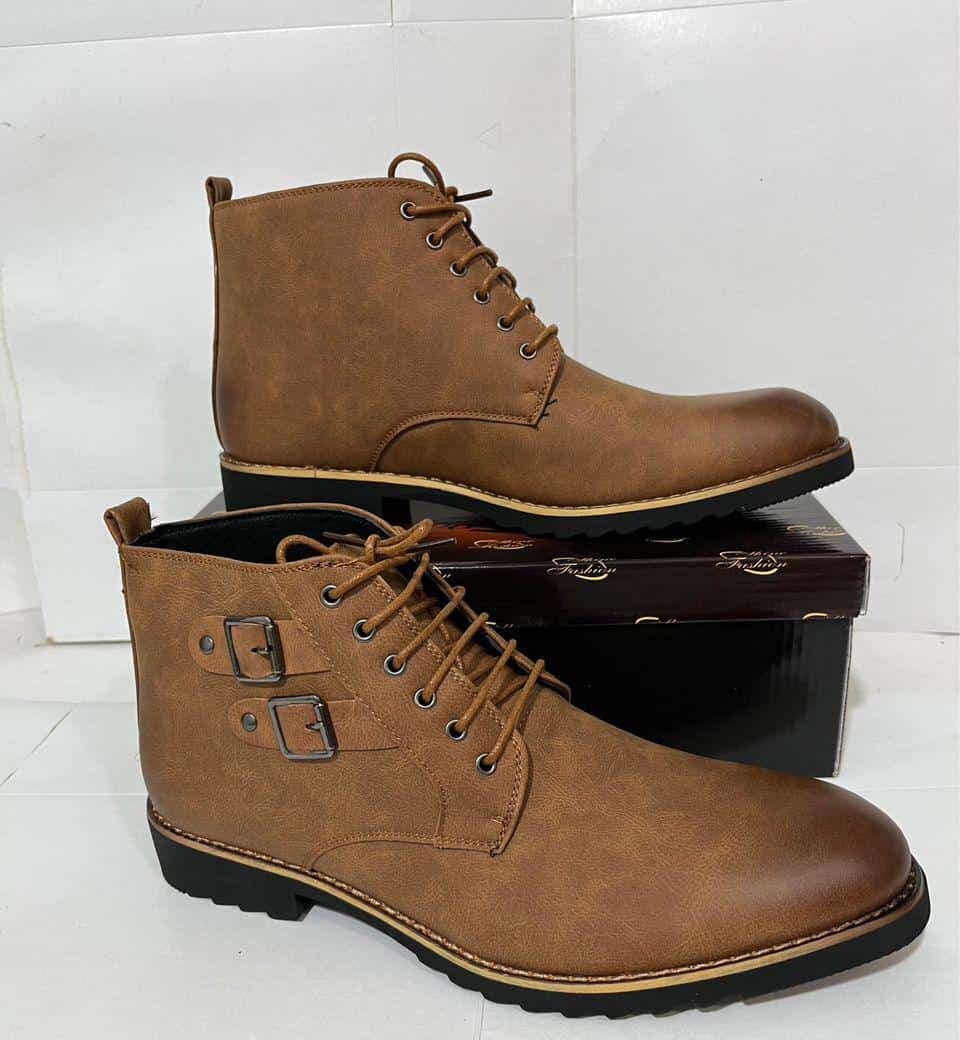 Men's leather boots,brown Sizes: 40-45