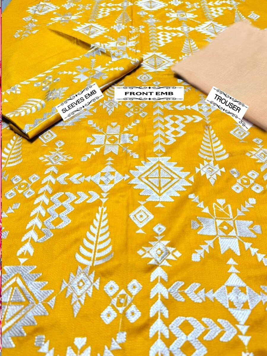 2 pcs women's unstitched Embroidered suit