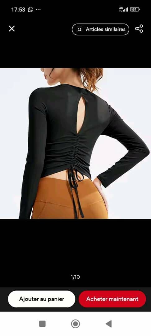 Top court noir manches longues