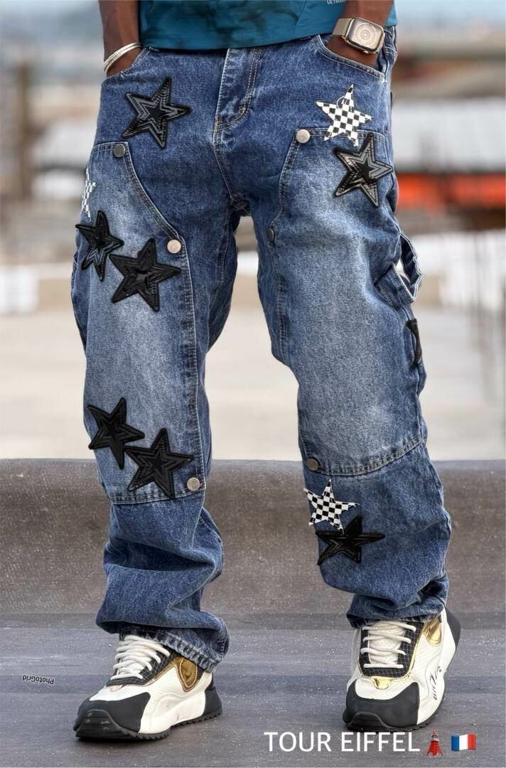 Jean Cargo Étoilé Homme