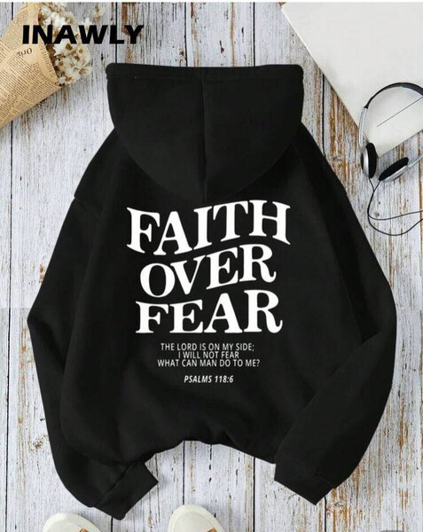 Sweat à capuche 'Faith Over Fear'