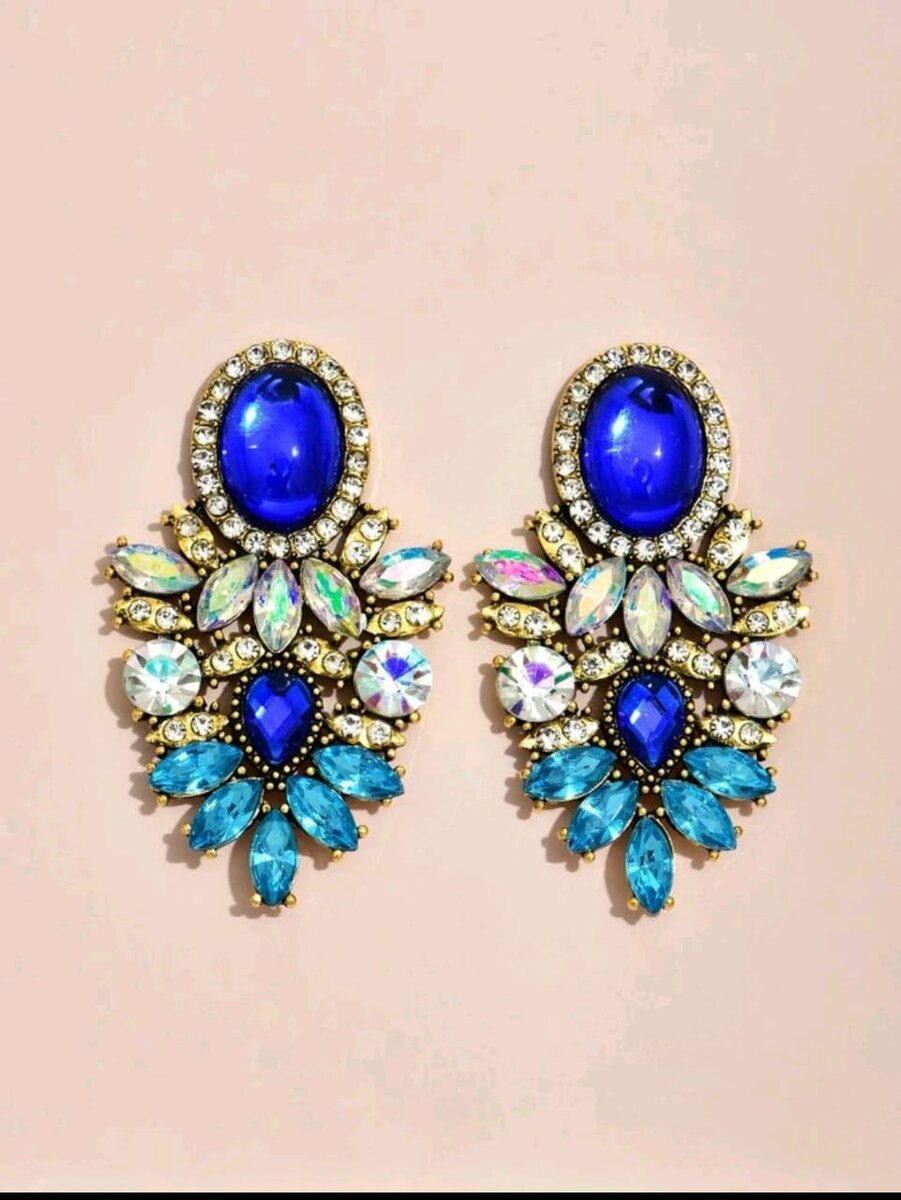 Boucles d'Oreilles Cristal Bleu