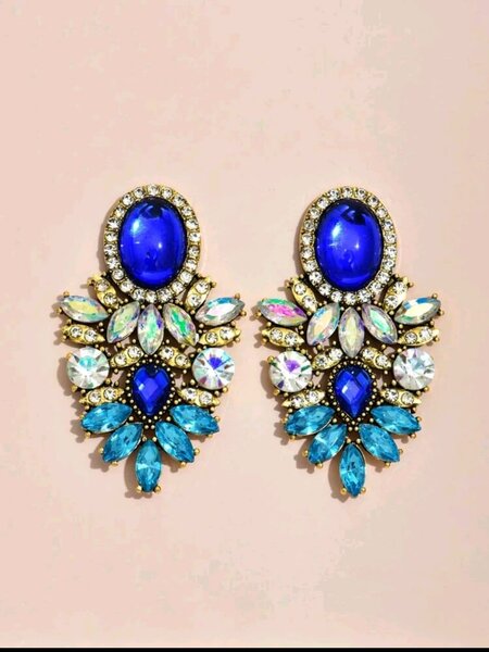 Boucles d'Oreilles Cristal Bleu