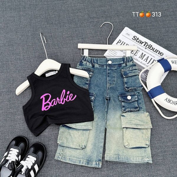 Cargo trousers and Barbie top