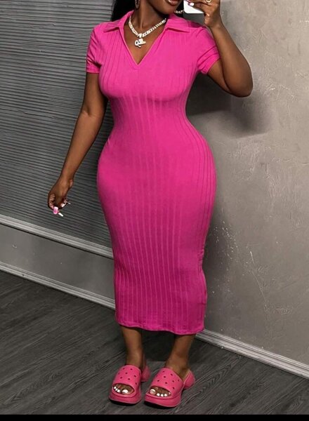 Robe moulante rose