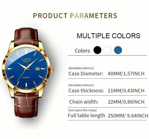 Lige 2024 Men'S Quartz Watch