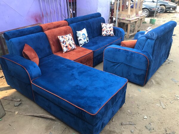 Canapé Modulaire Bleu Velours