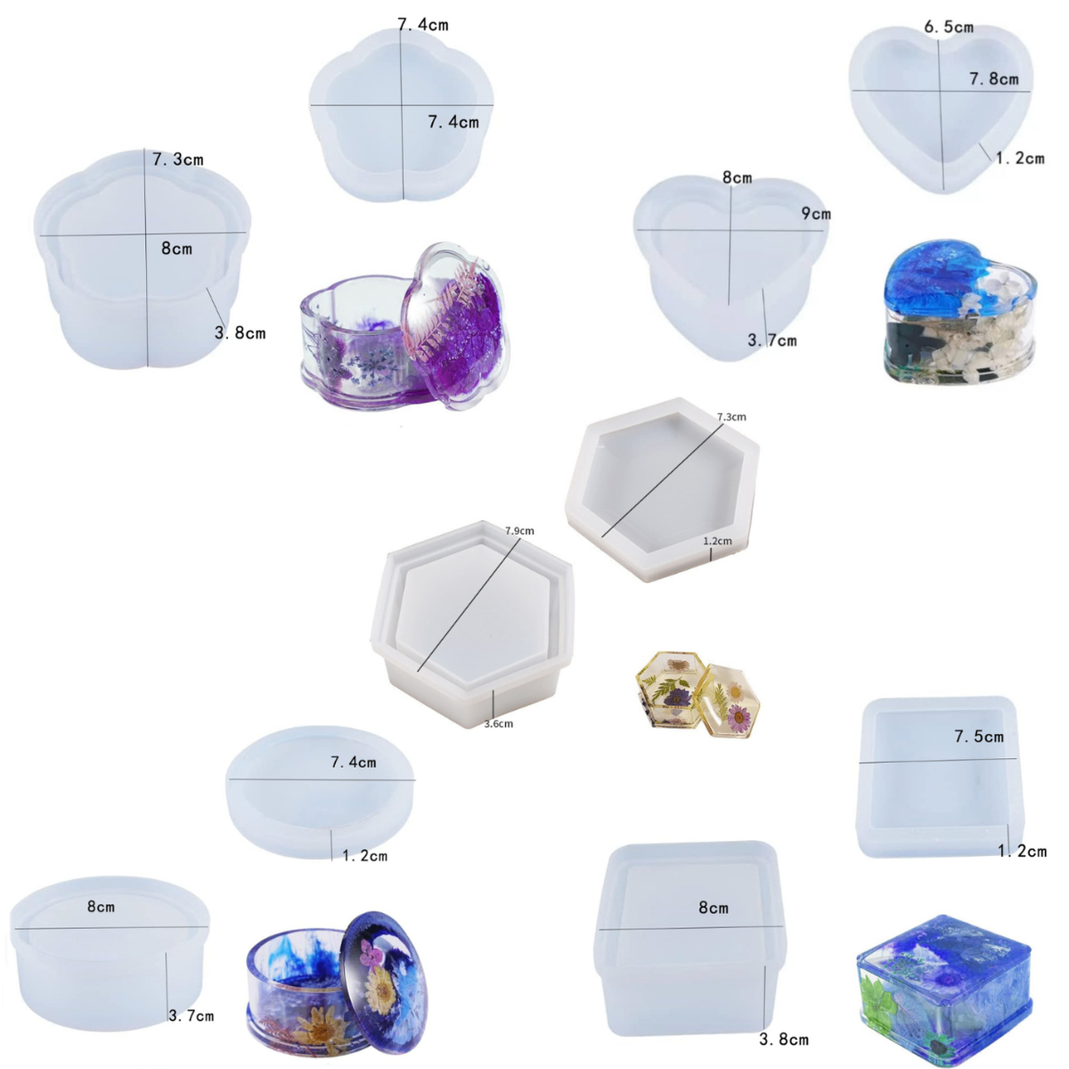 Moules Résine Boites à Bijoux
