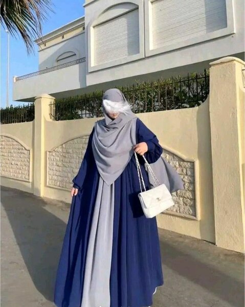 Abaya bleue et grise élégante