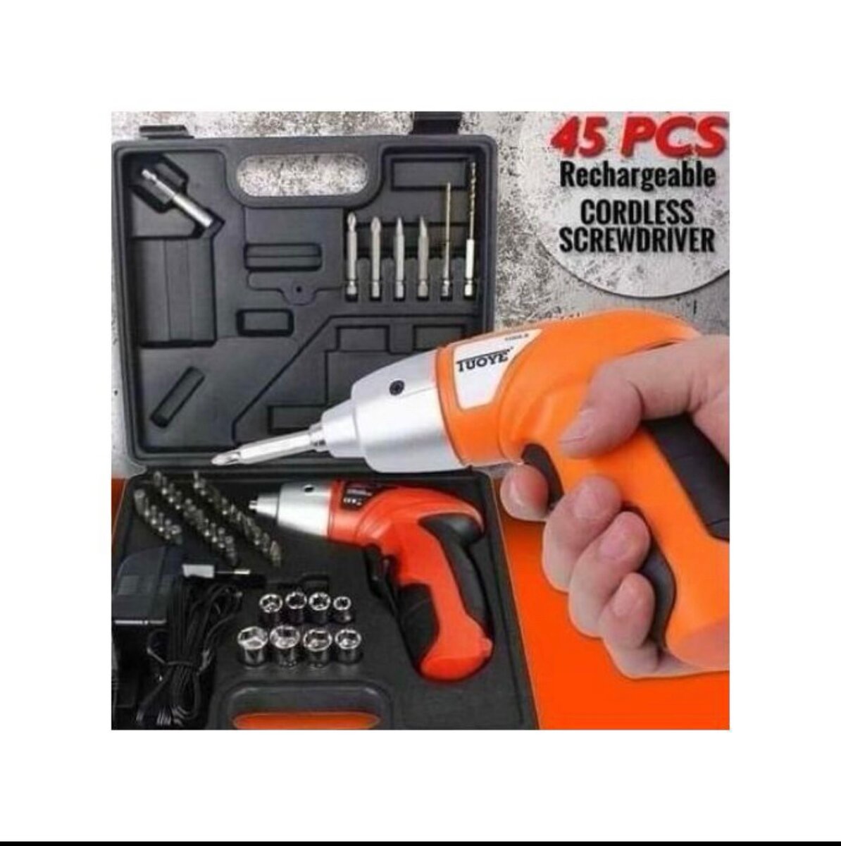 Perceuse 45 Pièces Lumière LED Outils Bricolage Rechargeable