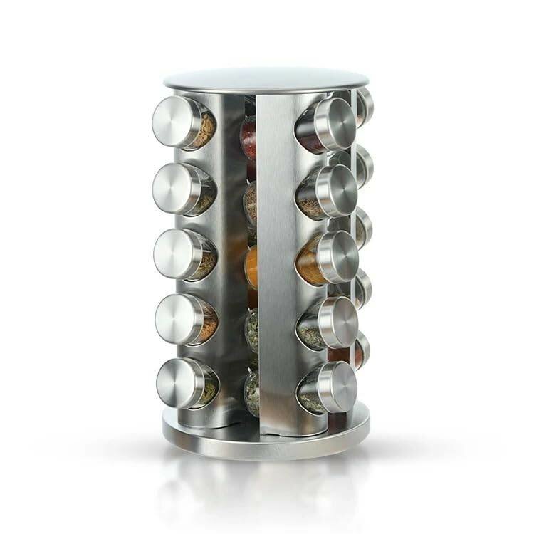 Spice Tower | Round Spice Rack | Set Of 20 Spice Jars