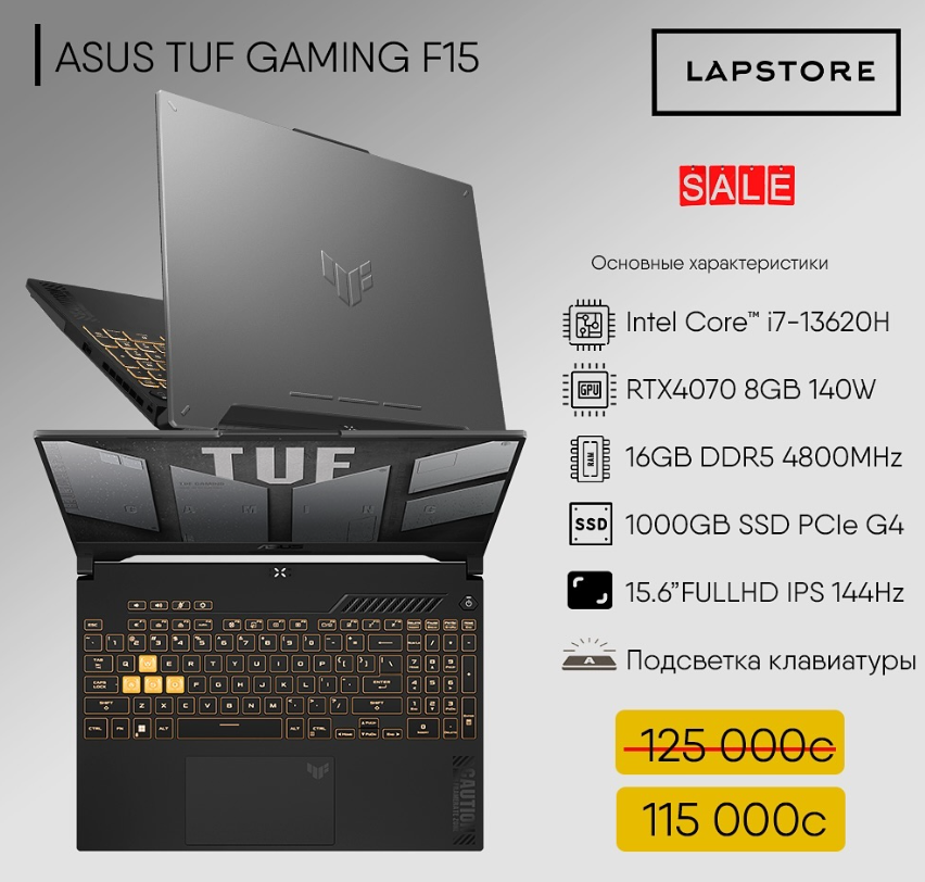 SUS TUF GAMING F15 i7-13th + RTX4070