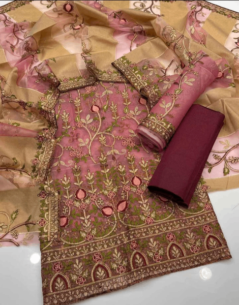 3pc organza suit with cotton silk