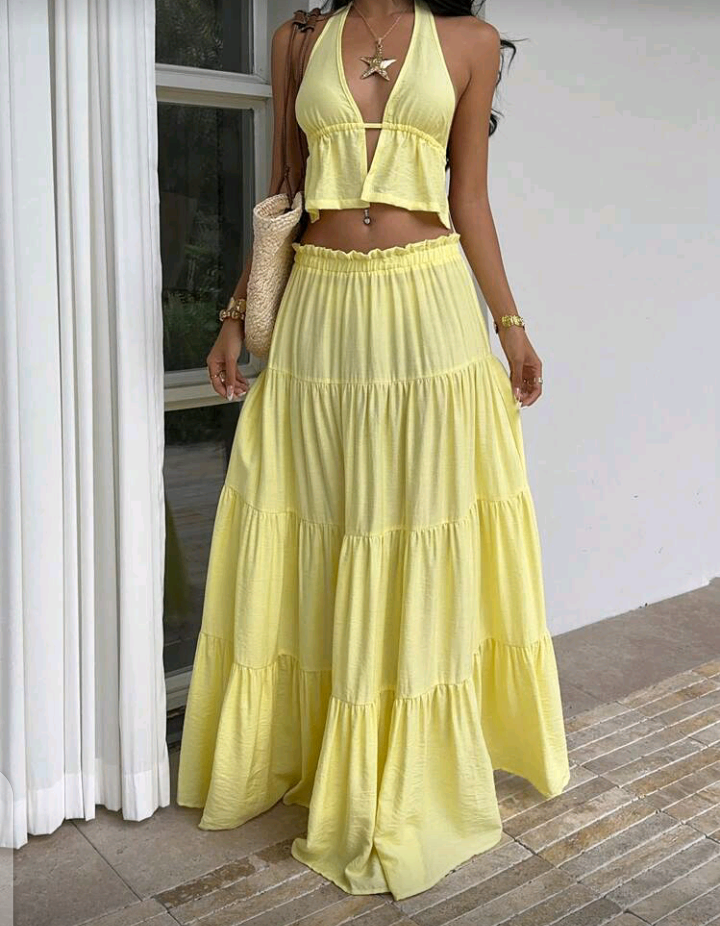 Ensemble d'été jaune chic