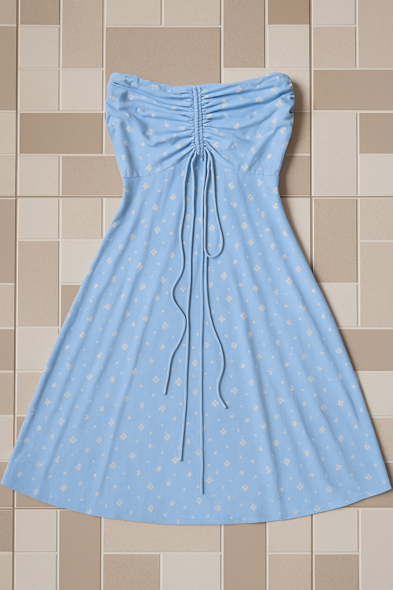 Robe d'été bleu sans bretelles